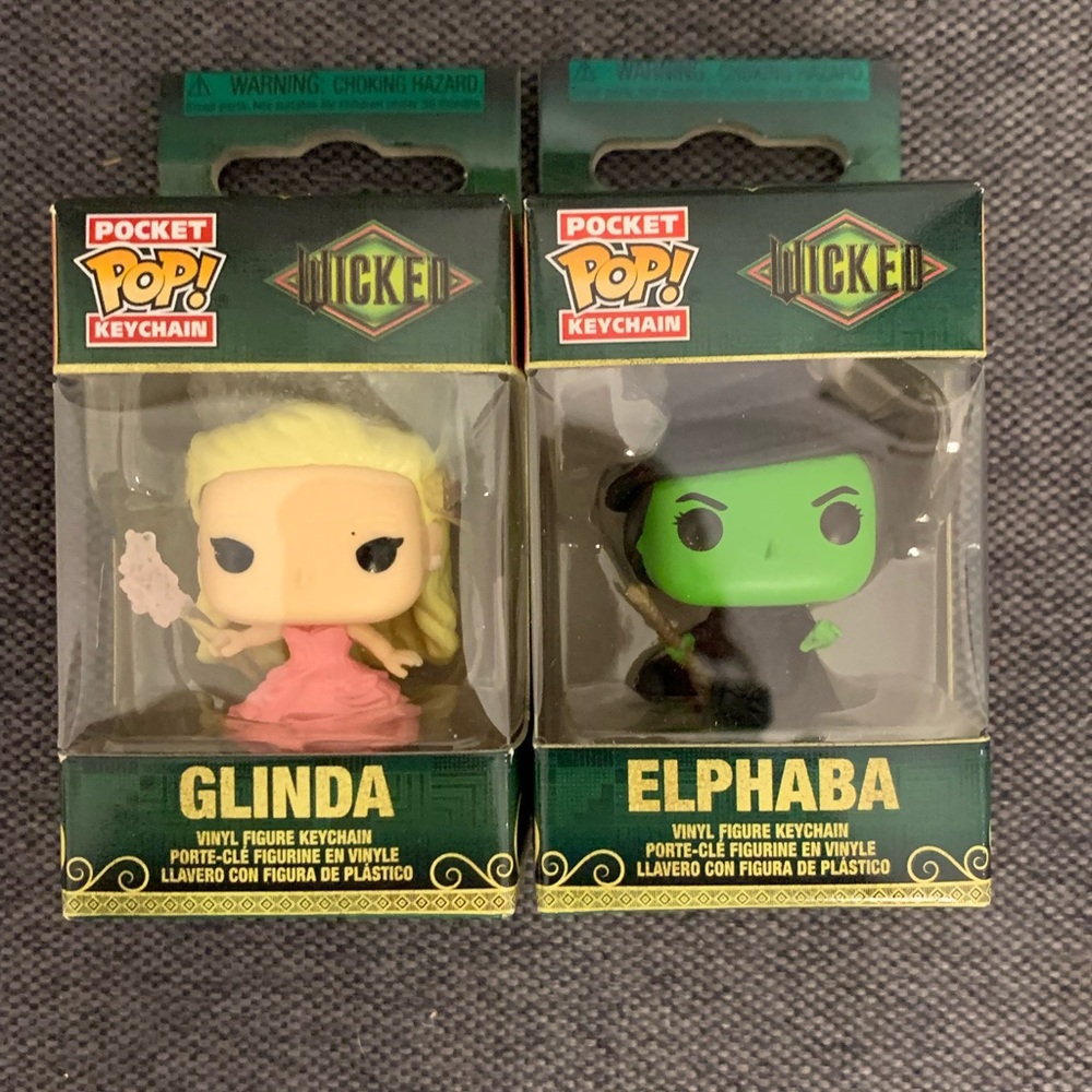 FUNKO POCKET POP KEYCHAIN WICKED MOVIE SET OF 2-GLINDA & ELPHABA-RARE!! NEW!!